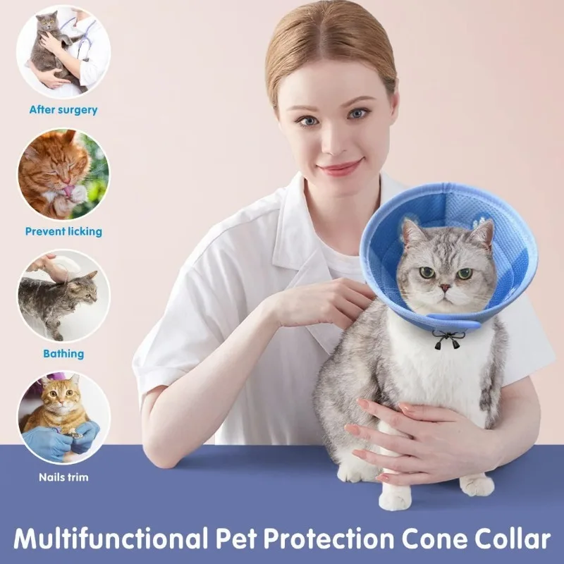 Adjustable Cat Cone Collar Soft Cute Cats Recovery Collar Protective Pet After Surgery Lightweight Elizabethan Collars for Pet