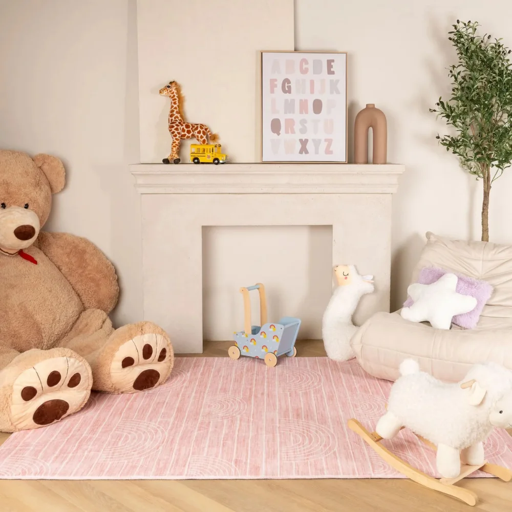 

Скандинавский пушистый ковер для гостиной, розовый волосатый коврик для спальни для детей, детские игровые коврики для феи, мягкие коврики для ног