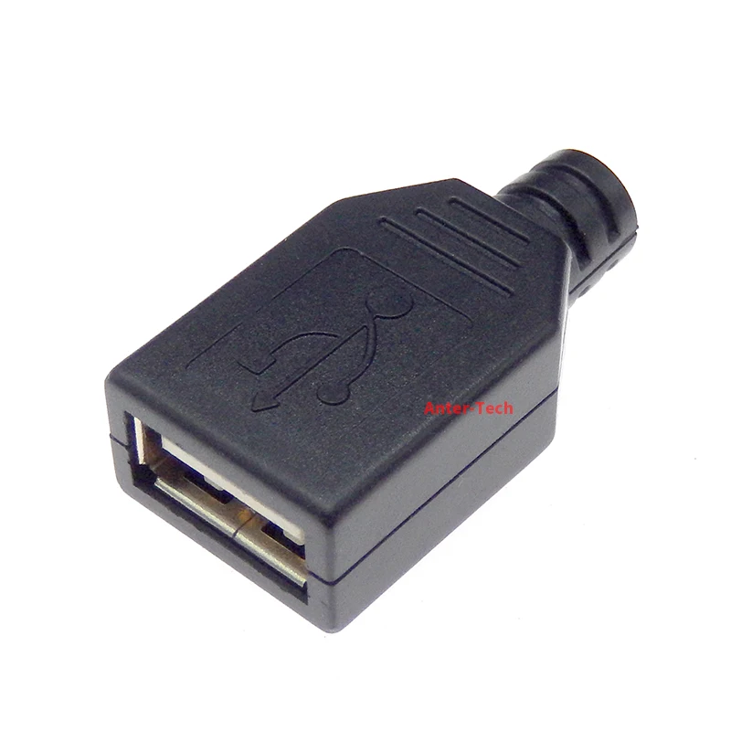 1PCS/5PCS/10PCS Type A Female USB 4 Pin Plug Socket Connector With Black Plastic Cover USB 2.0 Connect Adapter DIY Kit