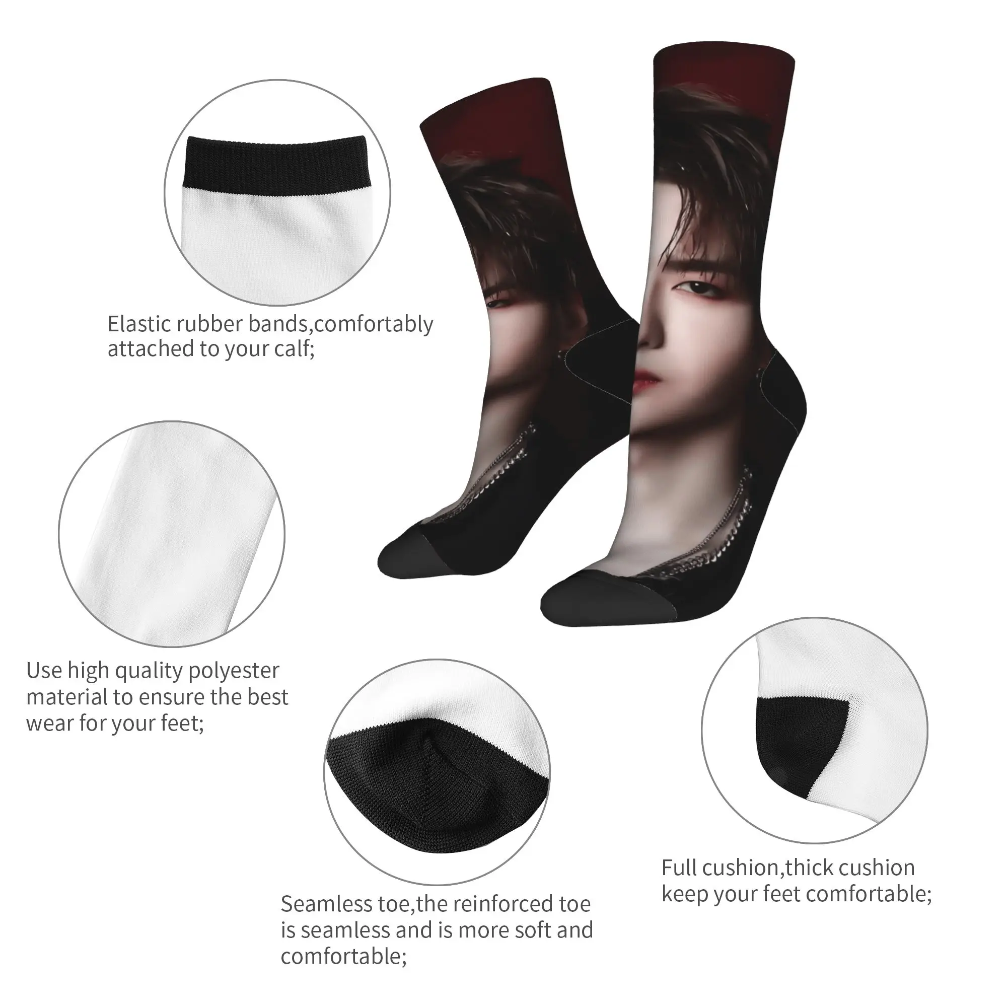 W-wang yibo meias de lazer meias masculinas macias respiráveis primavera esportes ao ar livre impresso meias antiderrapantes presente de aniversário