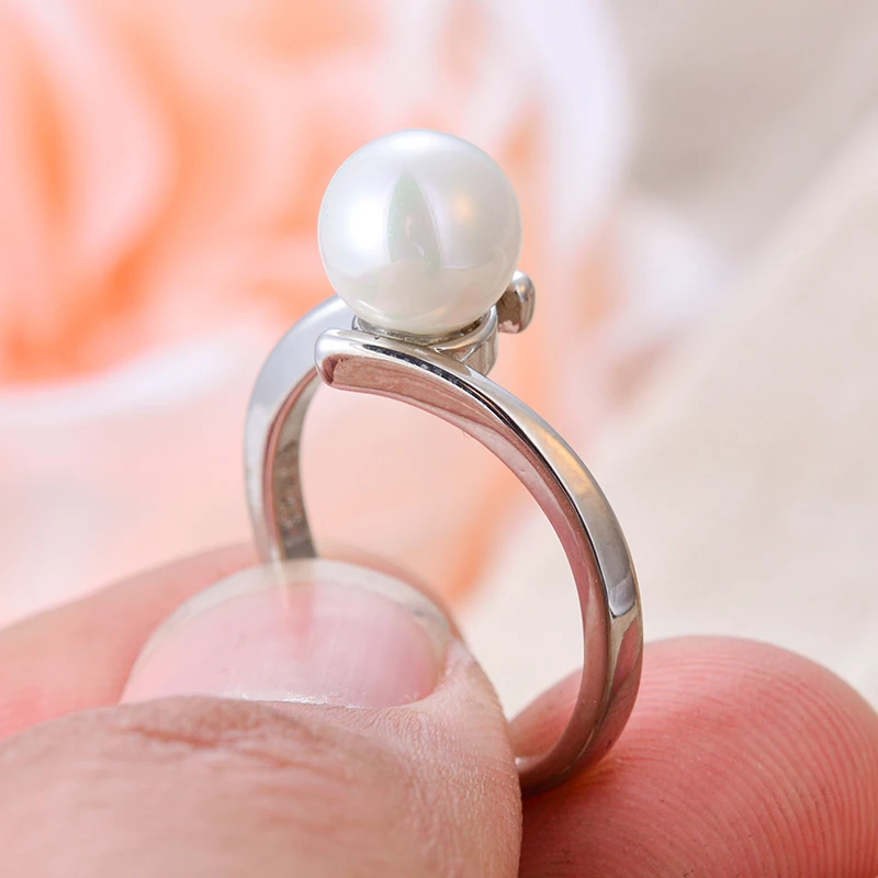High Quality Trendy Shell Pearl 925 Sterling Silver Ladies Wedding Ring Jewelry For Women Gifts