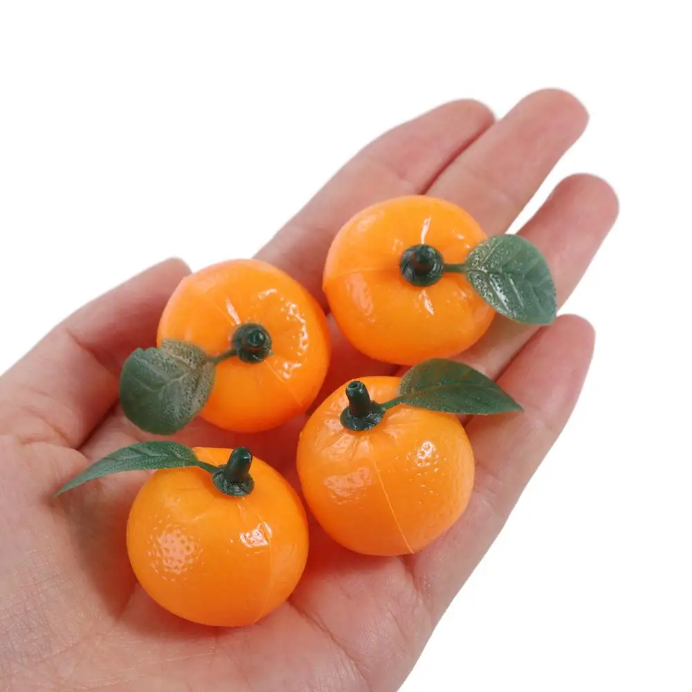 10pcs Food Model Mini Artificial Plastic Orange Handicrafts Realistic Fake Fruits Funny Simulation Orange Garden Decoration