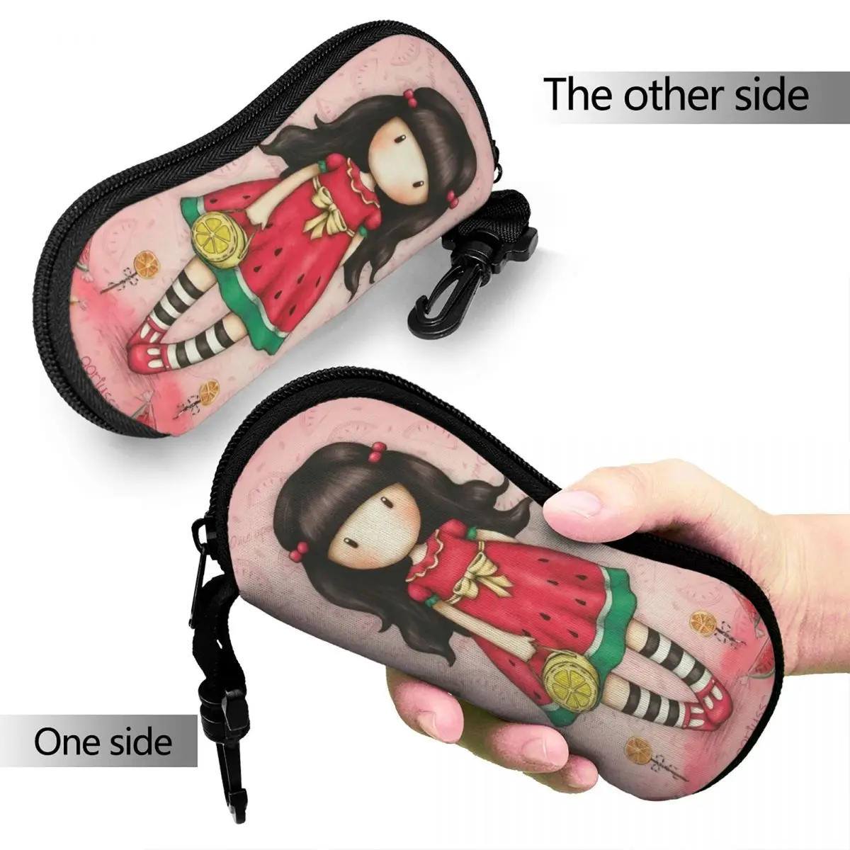 Santoros Glasses Case Men Women Anti-Fall Zipper Watermelon Eyewear Protector Office Glasses Box