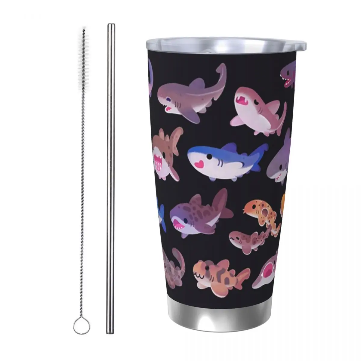 

Shark Day Stainless Steel Tumbler Vacuum Insulated Mug Thermal Cold Bottle Straw With Lid 20oz