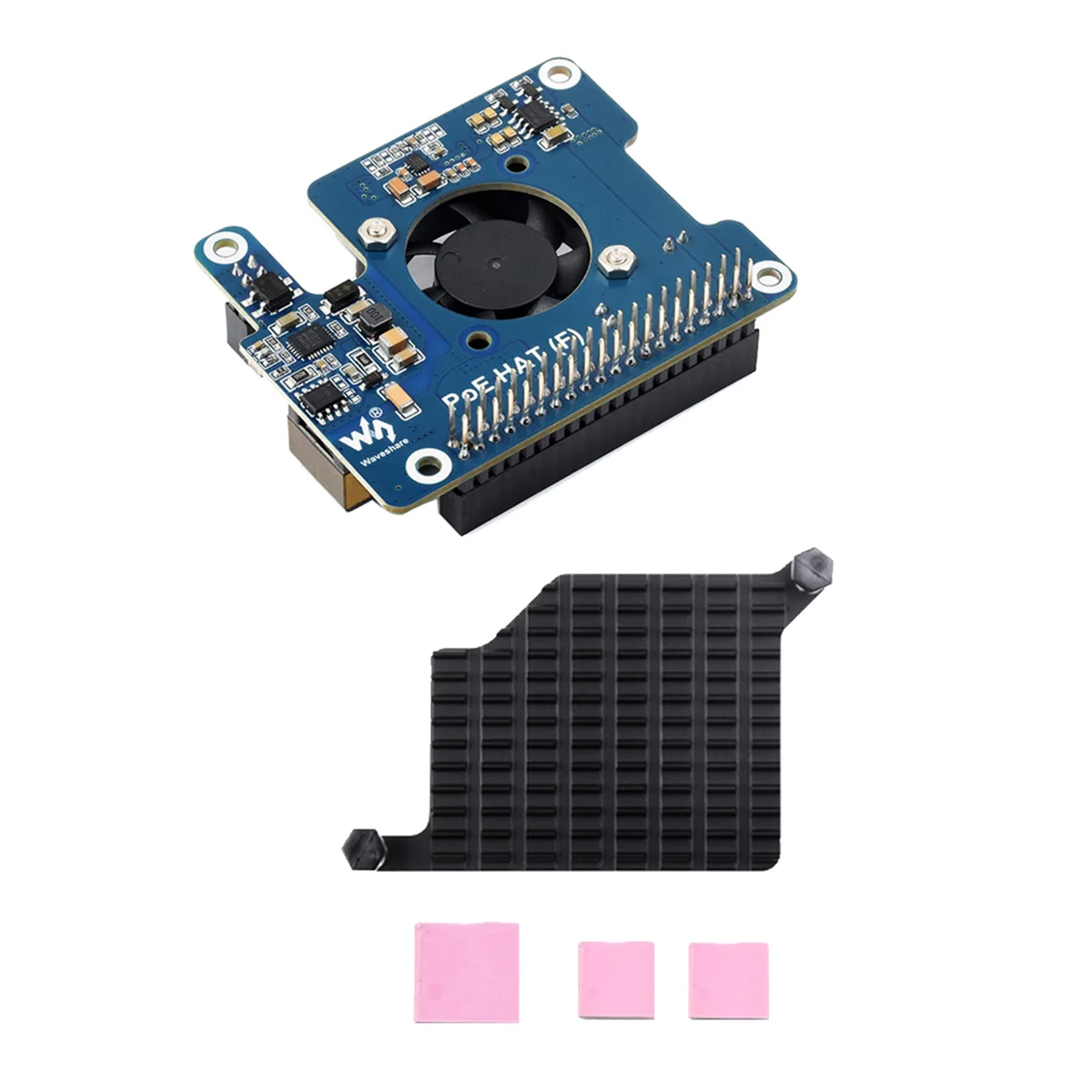 Waveshare for Raspberry Pi 5 PoE HAT 802.3af/At GPIO Expansion Board with Cooling Fan 5V/12V for Raspberry Pi 5