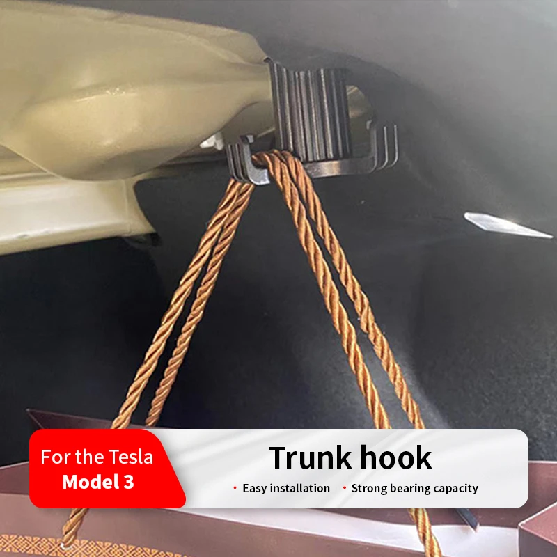 For Tesla Model 3 Trunk Hook Grocery Bag Holder Car Pendant Luggage Organizer 2023 2022 2021 Auto Interior Accessories