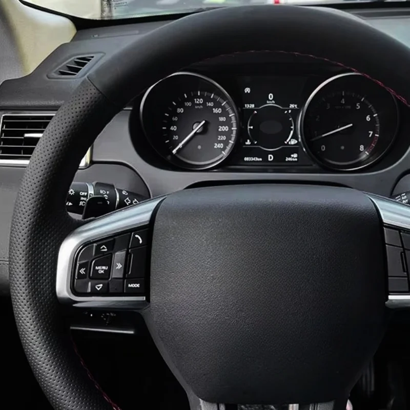 Hand Braids on Car Steering Wheel Cover Soft Perforated Microfiber Leather For Land Rover Discovery Sport 2015 2016 2017 2018 image 2