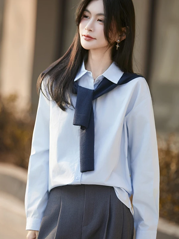 

Женская вязаная кофта-накидка в студенческом стиле с воротником, модная, повседневная, с длинным рукавом, однотонная, дышащая