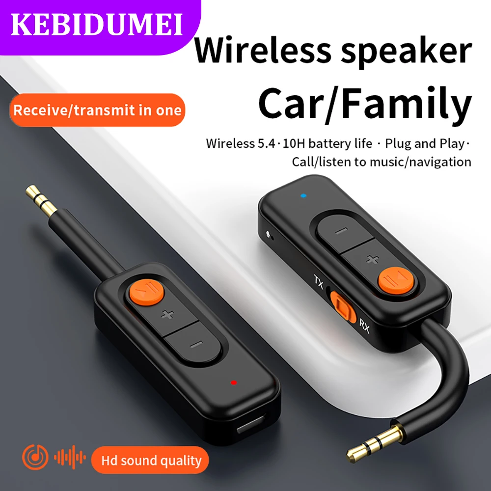 2 in1 Bluetooth 5.4 Audio Transmitter Receiver 3.5mm AUX Airplane Wireless Adapter Mic For TV Car Kit Speaker PC Headphones