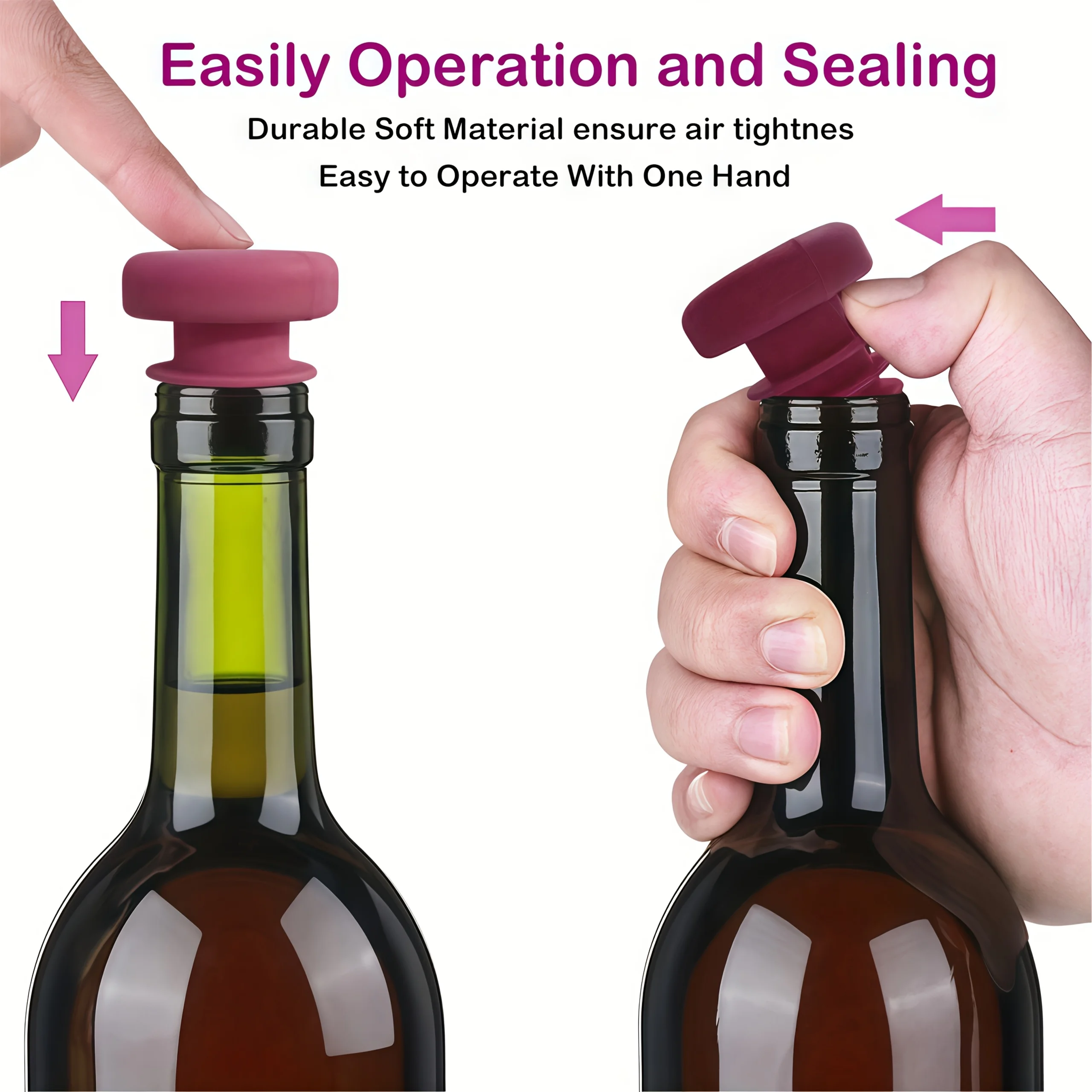 Colored 5PCS rubber wine bottle stoppers, champagne bottle, whisky bottle, threaded bottle stopper