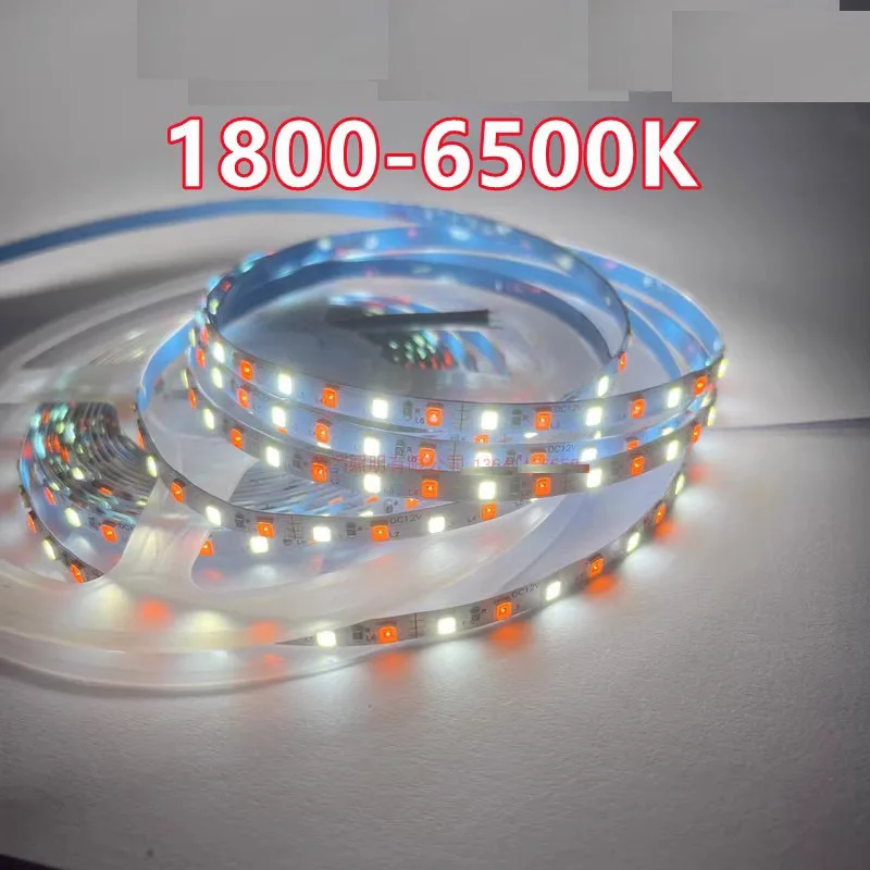 5m 5mm CCT Led Strip Double Color Two Color Mixed Strip Orange Amber 1800k 2000k+White 6000k 120 led/m 12v Signal Flexible Tape