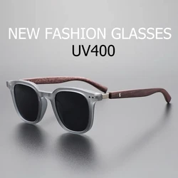 Unisex Fashion New Square Sunglasses Vintage Outdoor Ultralight Sunshade Glasses Men Women Large Wooden Frame UV400 Eyewear