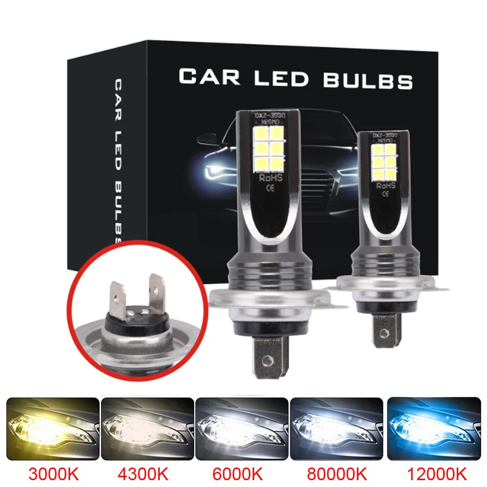 2Pcs 12V 24V H7 H4 H1 H3 H11 Led Bulb 1:1 Mini Size Xenon White Headlight Bulb 12000Lm 6000K Car Led Lamps Bright Plug And Play