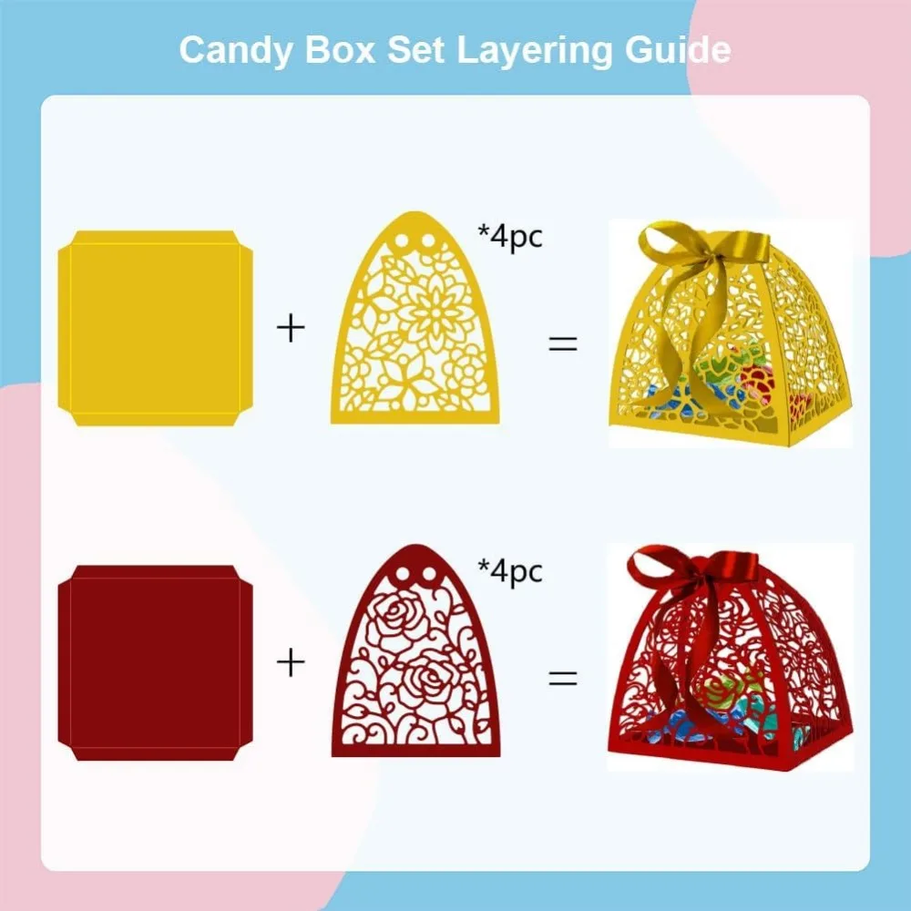 Candy Boxes Metal Die Cuts 3D Candy Boxes Cut Dies Metal Stencils Metal Cutting Dies for Card Making Embossing Tool Stencil