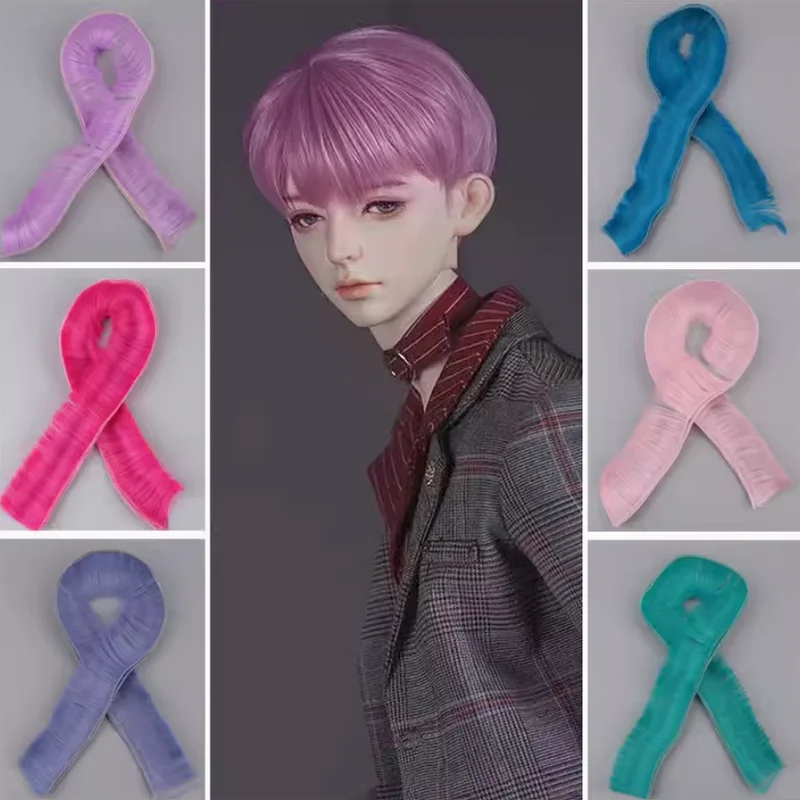 1 piece pink green blue 5cm doll short hair for 1/3 1/4 1/6 BJD doll,diy bangs hair for doll