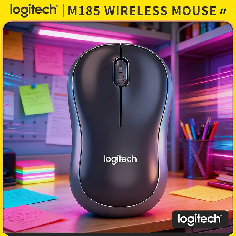 

Мышь Logitech M185 Comfort с удобным захватом для обеих рук, радиус действия 10 м, 12 месяцев автономной работы, наноприемник, совместимость с различными системами, рабочий инструмент