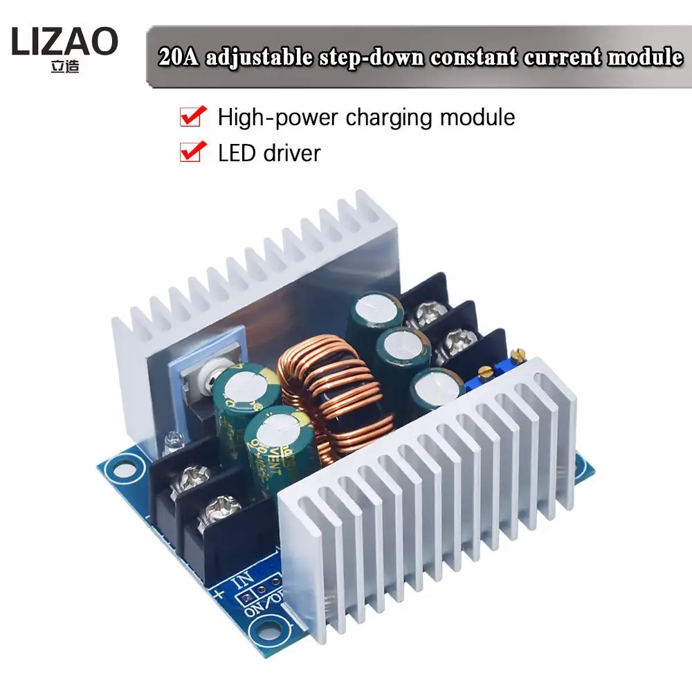 300W 20A DC-DC Buck Converter Step Down Module Constant Current LED Driver Power Step Down Voltage Module Electrolytic Capacitor