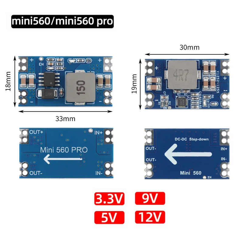 High Efficiency Output 3.3V 5V 9V 12V 5A mini560 Step Down DC-DC Converter Voltage Regulator Buck Stabilized Power Supply Module