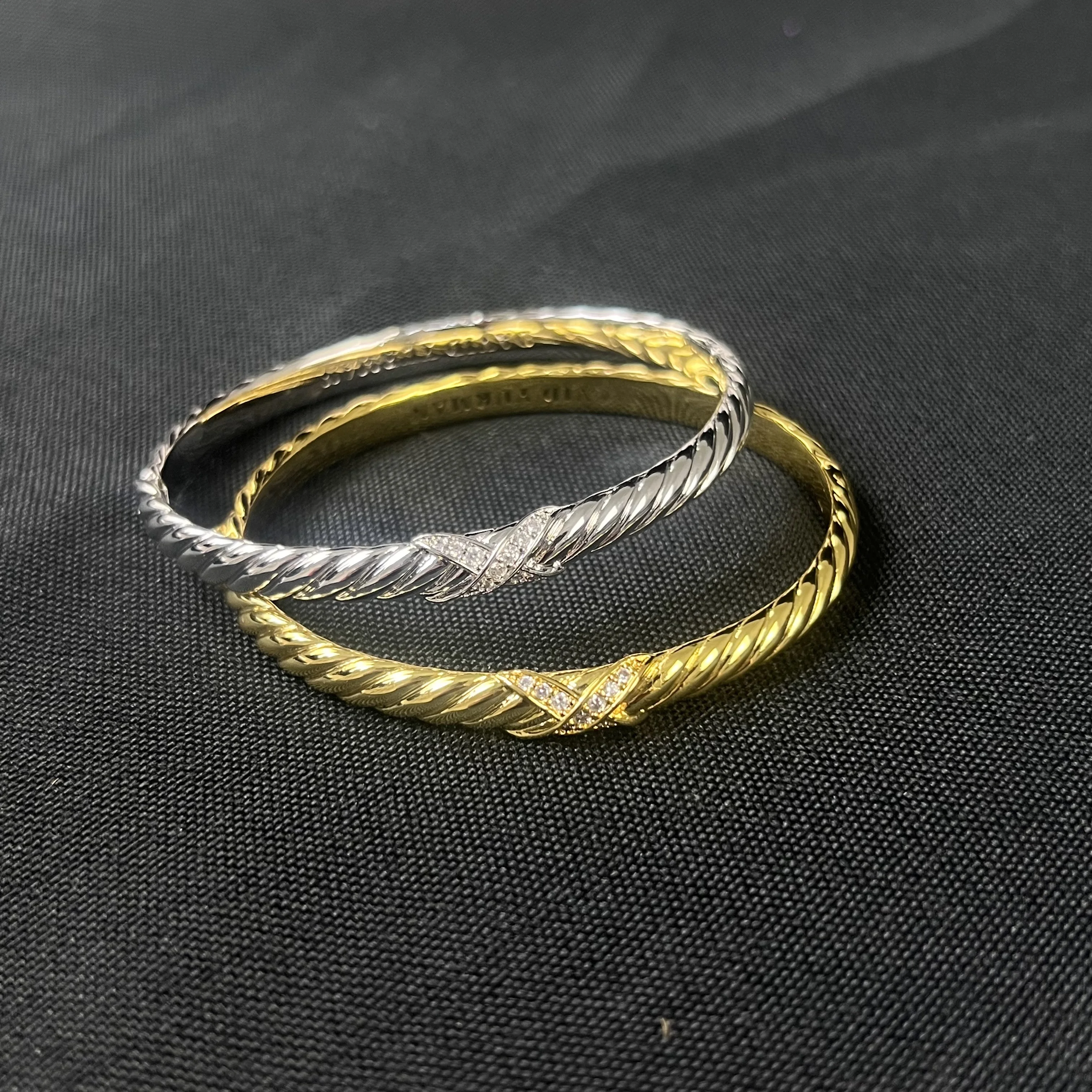 

925 sterling silver 2025 new 6.2mm diamond X engraving wave bracelet neutral fashion trend retro personality luxury jewelry gift