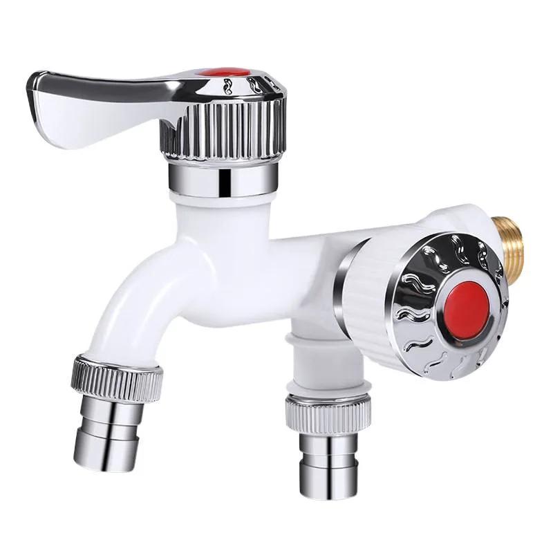 Faucet Double Outlet Dual Control Water Tap Home Bathroom Hose Irrigation Fitting Plastic Connector 1/2\