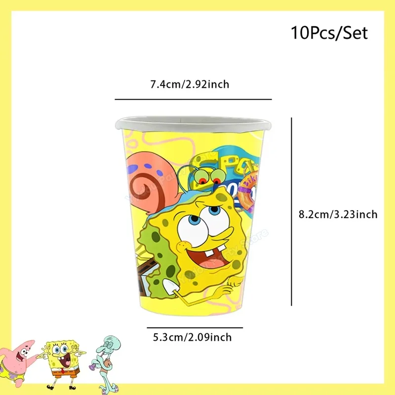 SpongeBob Schwammkopf Geburtstagsparty Dekorations-Set Tischgeschirr Becher Teller Tischdecke Luftballons Babyparty Kinderparty Geschenke – Detail 8