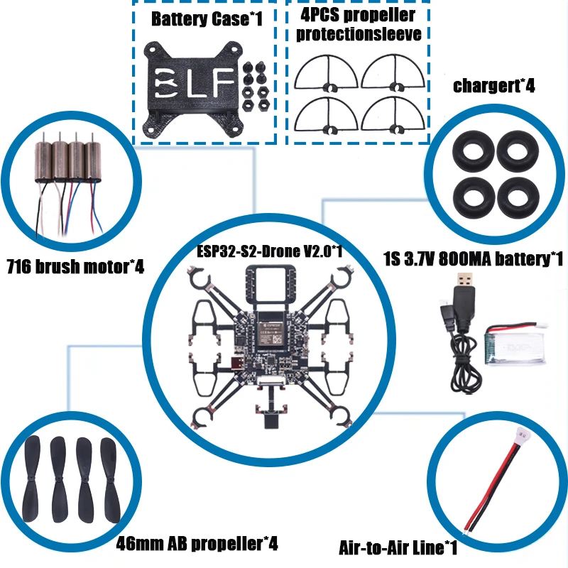yZ[zAngeltoy ESP32-Drone V2.0 tCgRg[ I[v\[X NAbhRv^[ ESP-Drone h[f WifiR Crazyflie