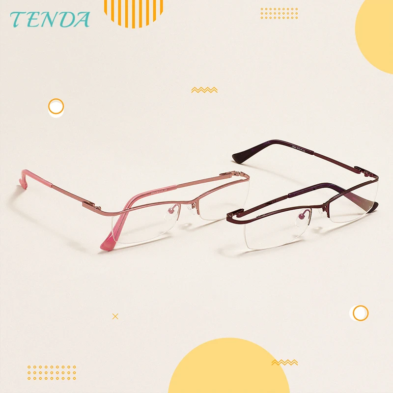 Vintage Metal Half Rim Female Eyeglasses Frame Browline Semi Rimless Colorful Spectacle Women Reading Glasses Presbyopic Glasses