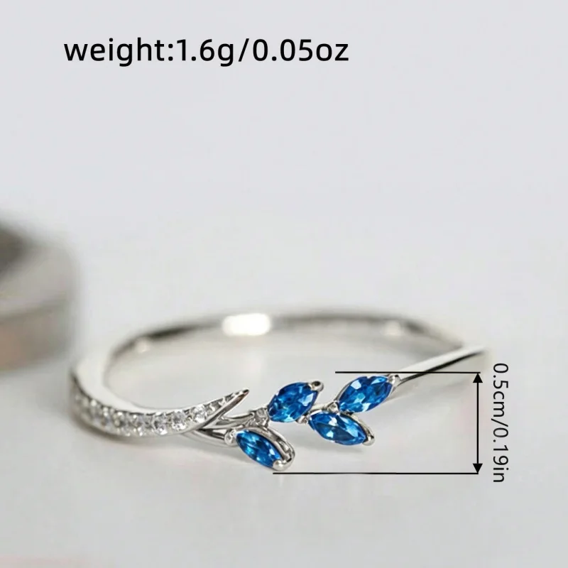 Huitan Frauen Mode Weiß Kubikzircon Niedlichen Blatt Hochzeit Verlobungsring Temperament Süße Weibliche Accessoires Aussage Schmuck – Detail 9