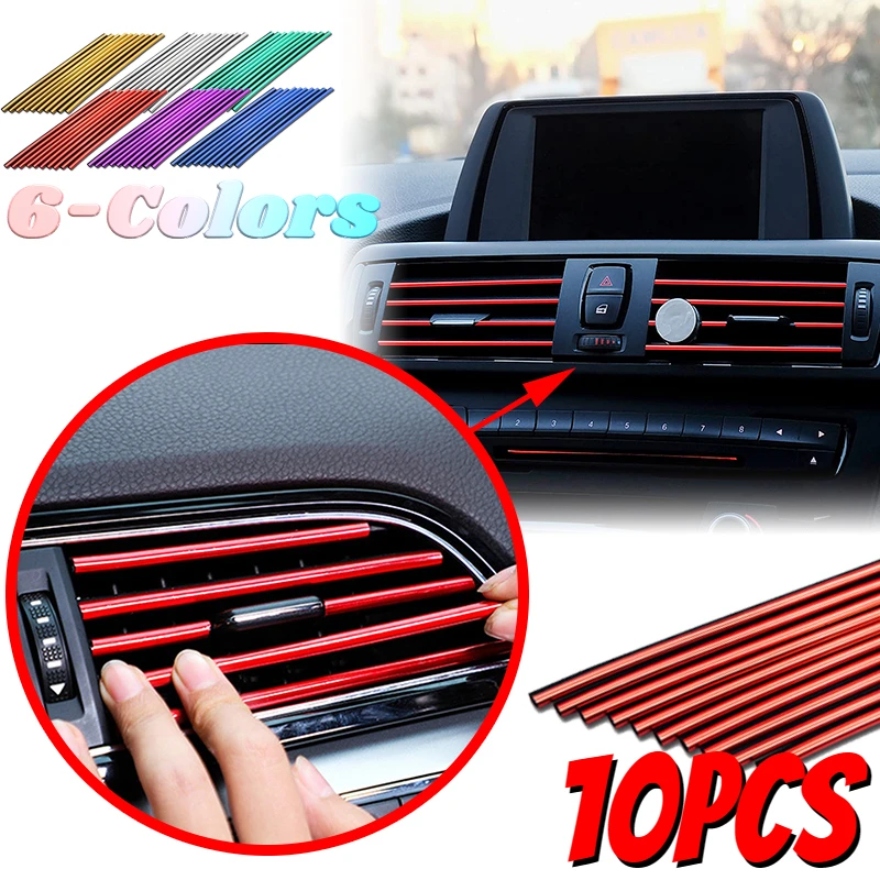 

10PCS Car Air Conditioner Outlet Decorative U Shape Chrome Styling Moulding Trim Strips Decor Auto Styling Accessories