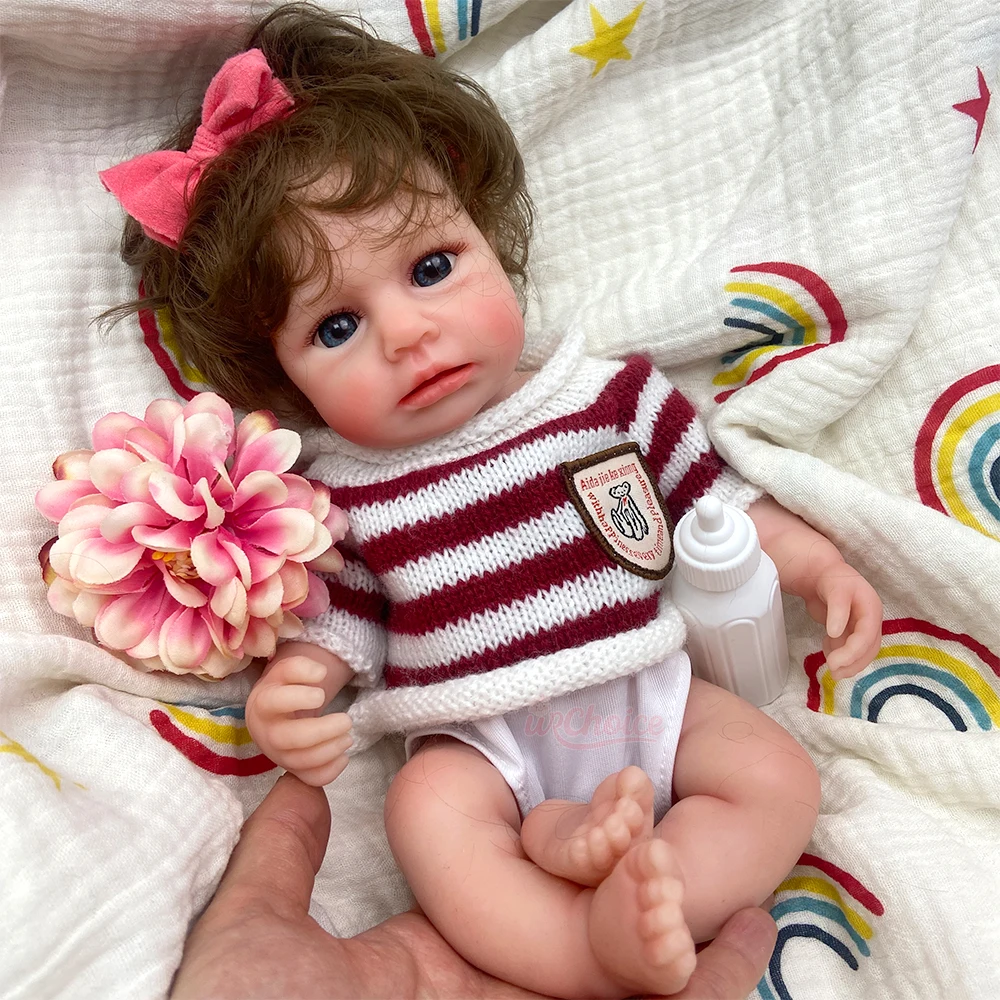 

12 Inch All Solid Silicone Reborn Baby Girl Loulou Flexible Elastic Soft Adorable Doll Toy Birthday Christmas Gift