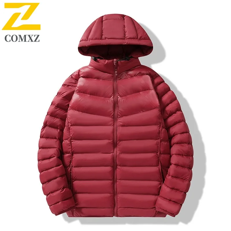 

COMXZ Men Winter Quilted Padded Long Sleeve Coat Detachable Hood Casual Jacket Street Style Fashion Trendy Warm Versatile Export