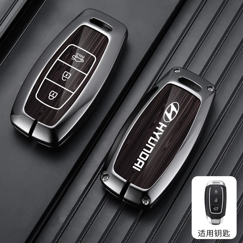 

Metal Style Car Key Shell Case Fob Cover For Hyundai I30 Ix35 Kona Encino Solaris Azera Grandeur Ig Accent TM Palisade Santa Fe