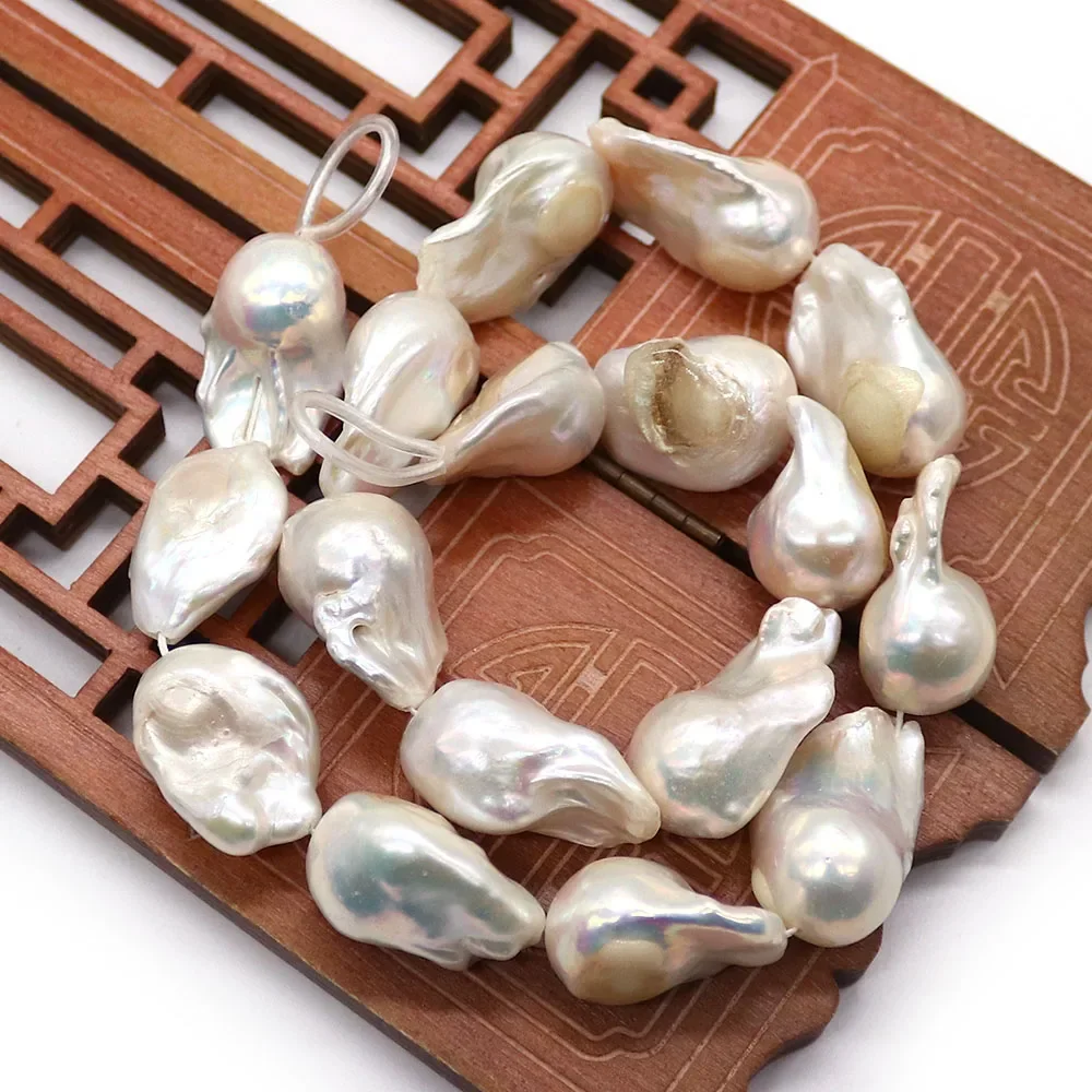 Elegant Freshwater Baroque White Big-Tailed Straight-Hole Pearl Beads 18x21mm DIY Necklace Earring Jewelry Accessories Gifts