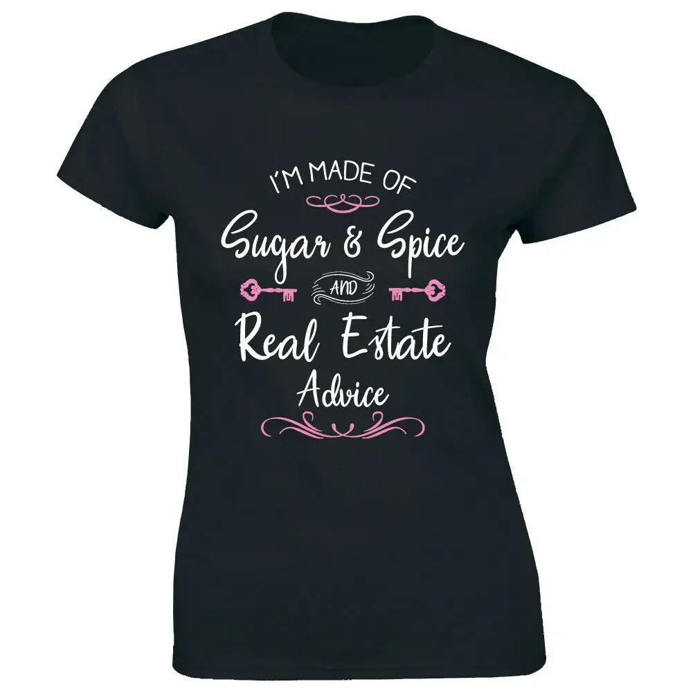 T-shirt pour femme : Je suis faite de sucre, d'épices et d'expérience immobilière - Agent immobilier