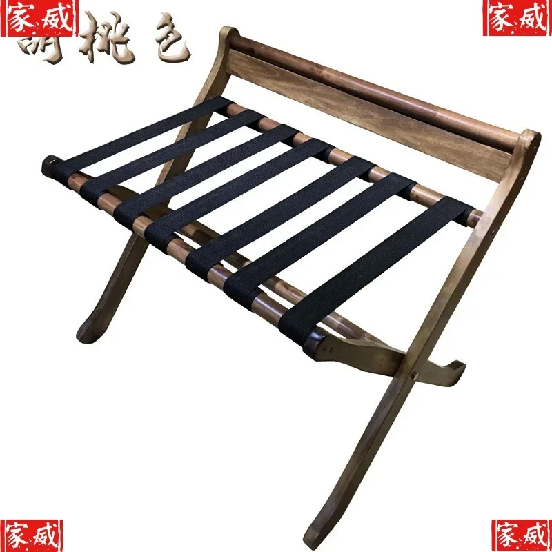 더블 레이어 러기지 랙, 유럽 스타일, 플러스 호텔 호텔, 접이식 솔리드 우드 룸 선반, 침대 옆 홈스테이