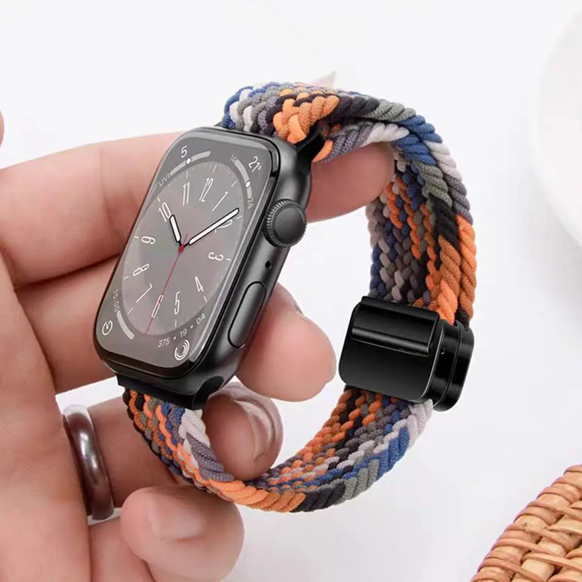 Braided Band For Apple Watch Strap 44mm 40mm 45mm 46mm 49mm 41mm 38 Magnetic Nylon Bracelet iWatch Series SE 7 6 8 9 10 Ultra 2 image 3