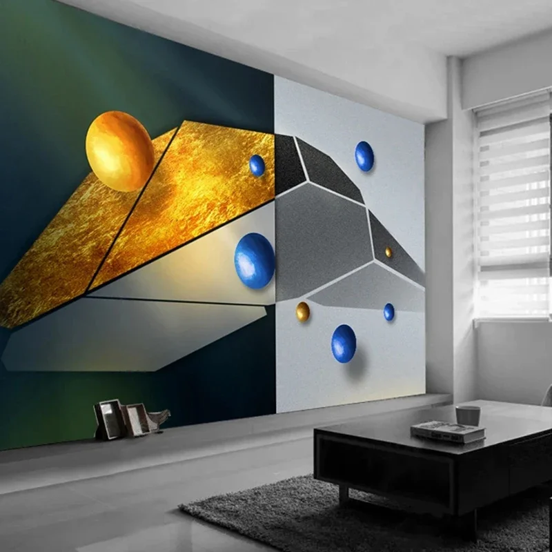 

Custom Photo Murals Modern Minimalist Geometric Pattern Wallpaper Three-dimensional Ball TV Background Wall Decoration Painting