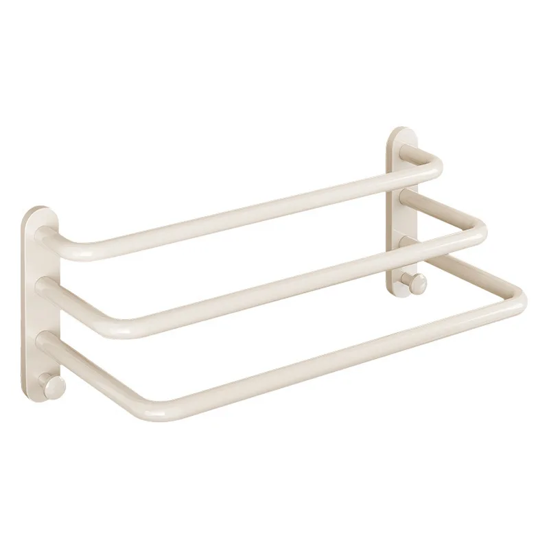 white Aluminum Alloy Towel Holder Without Drilling Bathroom Accessories Towel Rack Wall Mounted Bathroom Shelf