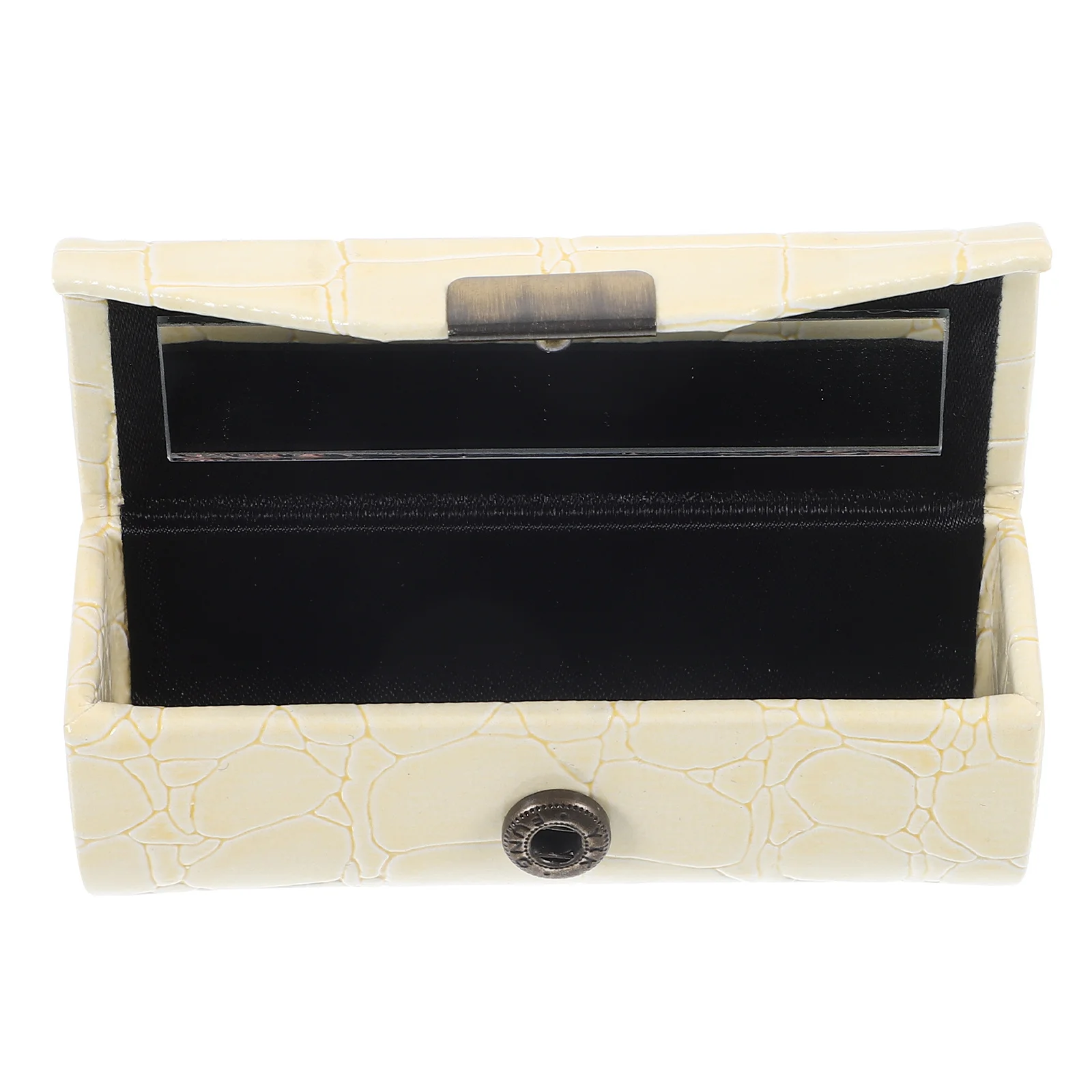 Estuche para lápiz labial de aleación de Zinc PU, pequeño soporte portátil para lápiz labial, espejo, organizador de maquillaje compacto, bolsa de viaje, almacenamiento minimalista elegante