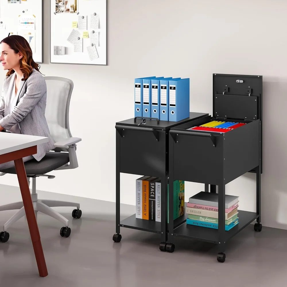 

Rolling File Cart with Wheels Hanging File Organizer Mobile Metal Filing Cabinet Storage for A4 F4 Letter Legal Size Home