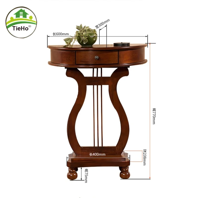 TieHo Solid Wood Semicircle Console Table, Nordic Entrance Drawer Table, Living Room Coffee Table, Side Table, Home Furniture