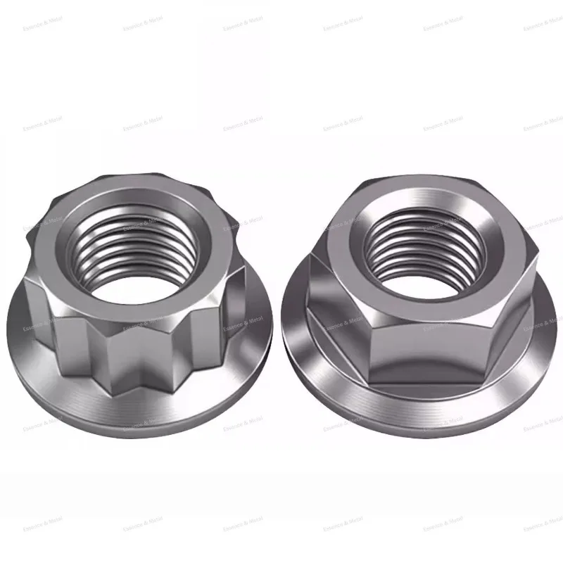 Titanium Alloy Hexagonal Flange Nut M4 M5 M6 M7 M8 M10 Flange Twelve-Pointed Nut Suitable for Bicycles, Motorcycles, and Cars