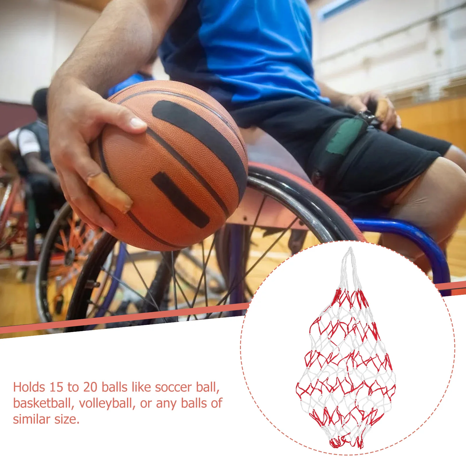 15- 축구 농구 배구용 휴대용 가벼운 메쉬 캐리어 체육관 경기장 실내 사용 축구 네트 볼 캐리어 편리함
