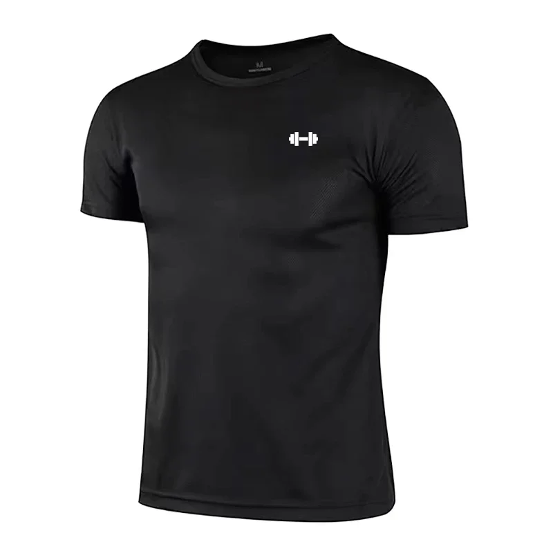 Gym Fitness Muscle Short Sleeve O-Neck Clothing Summer Mesh Breathable Quick Dry Cool T-shirt Mens Tops