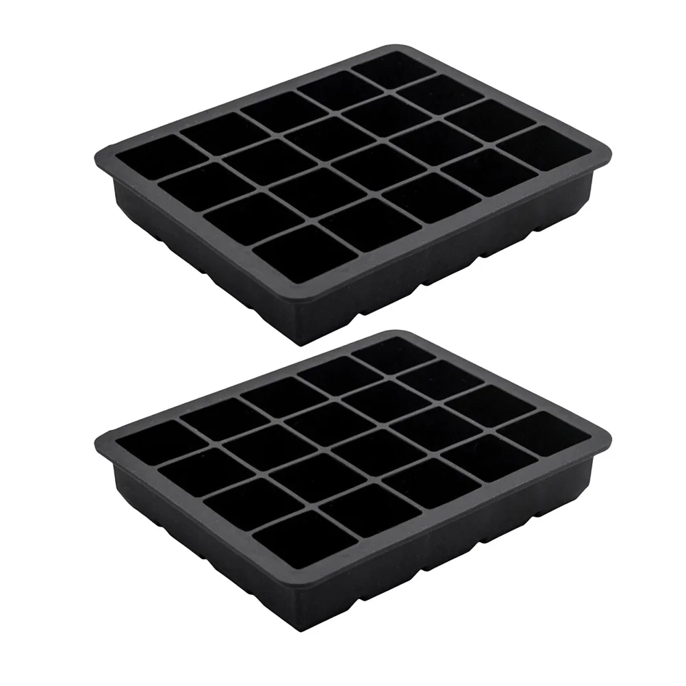 

2Pcs Ice Cube Trays Silicone Flexible 20 Cavity Molds for Whiskey Cocktails Reusable Ice Molds Easy Clean Cool Drinks