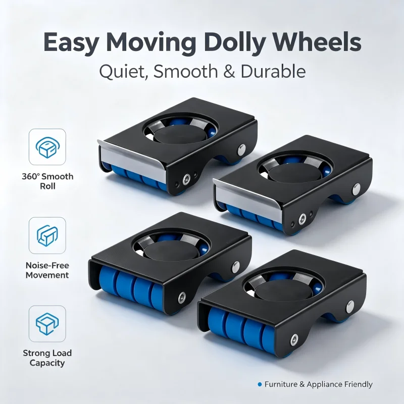 4Pcs Furniture Moving Dolly Roller Set - Washing Machine Mobile Pulley Lifter and Mover with Enhanced Sliding Design