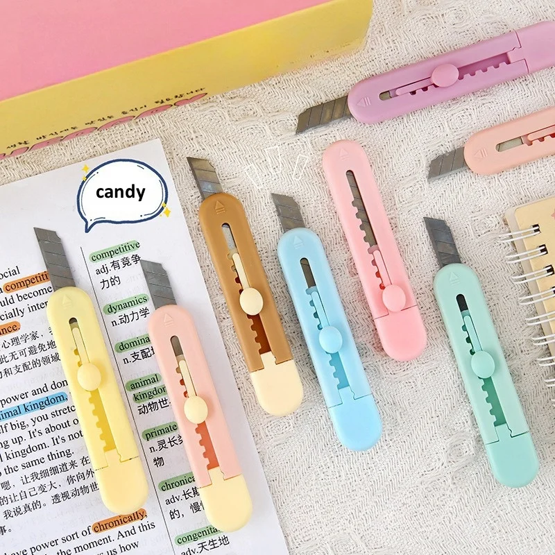 Kawaii Mini Pocket Candy Color Art Utility Knife Express Box Knife Paper Cutter Craft Tool Stationery Office School Supplies