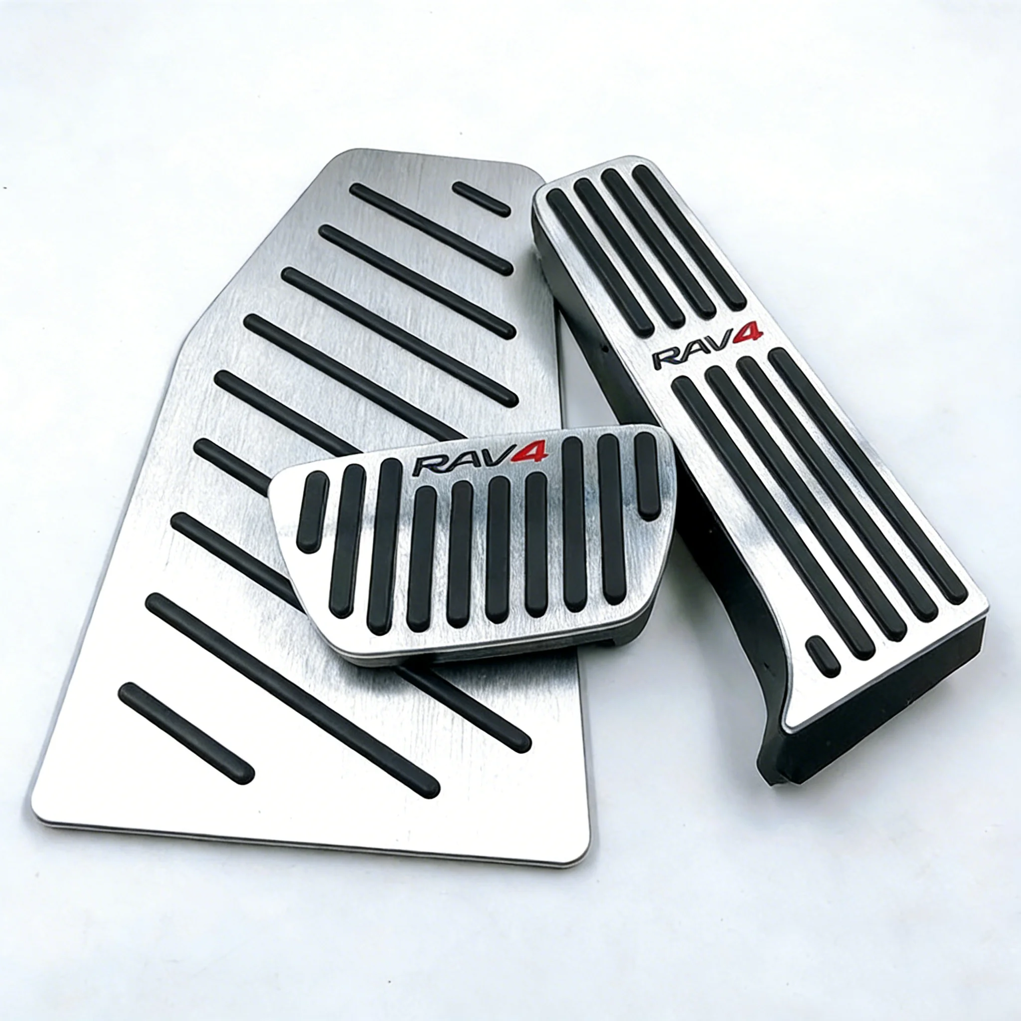 

Красные противоскользящие алюминиевые накладки на педали для Toyota RAV4 2020-2024 - Комплект накладок на педали газа и тормоза без сверления с логотипом