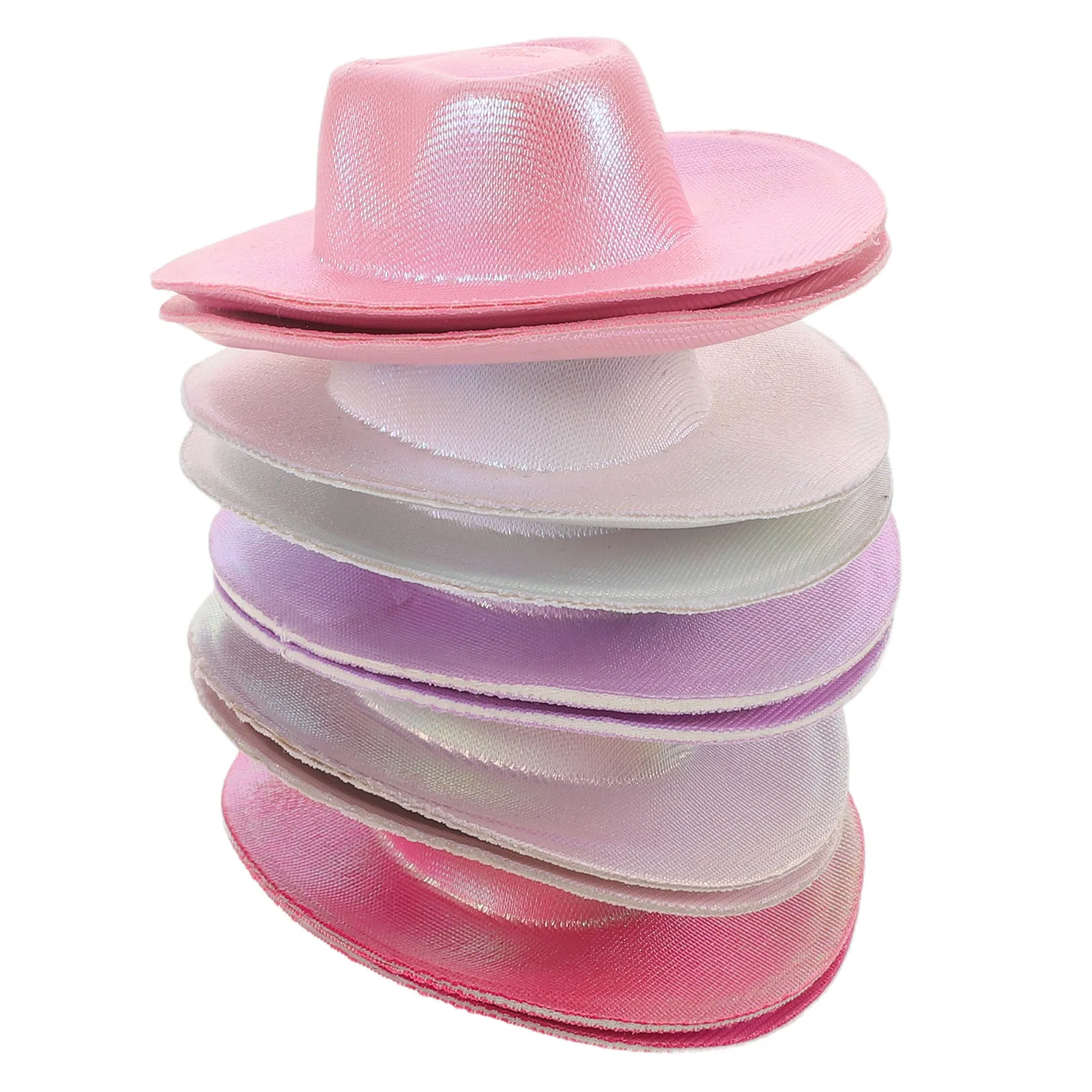 10Pcs Mini Cowgirl Hats Tiny Holographic Western Party Favors Miniature Craft Hats Small Caps for Birthday Shower Rustic Home