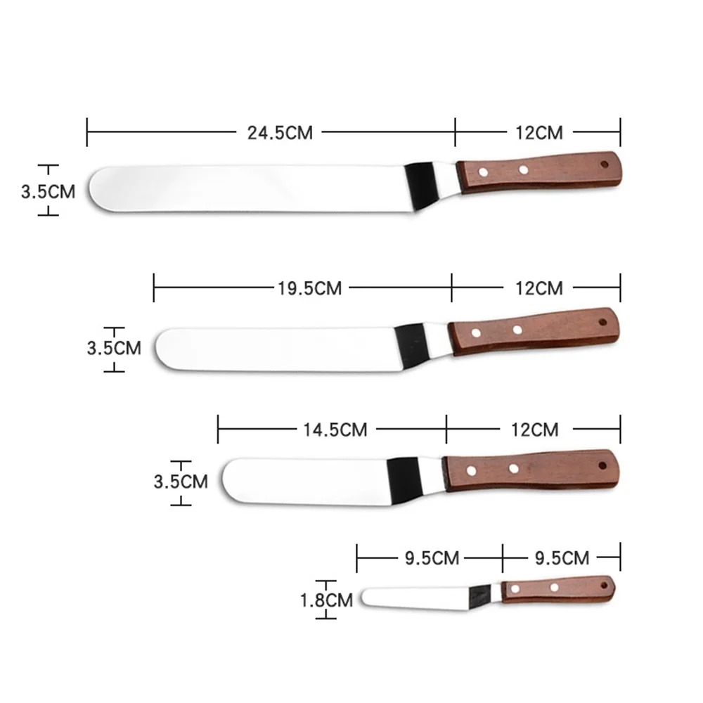 4/6/8/10 Inch Stainless Steel Cake Frosting Spatula Butter Cake Spatula Wooden Handle Frosting Spatula Tool Set Butter  Smoother